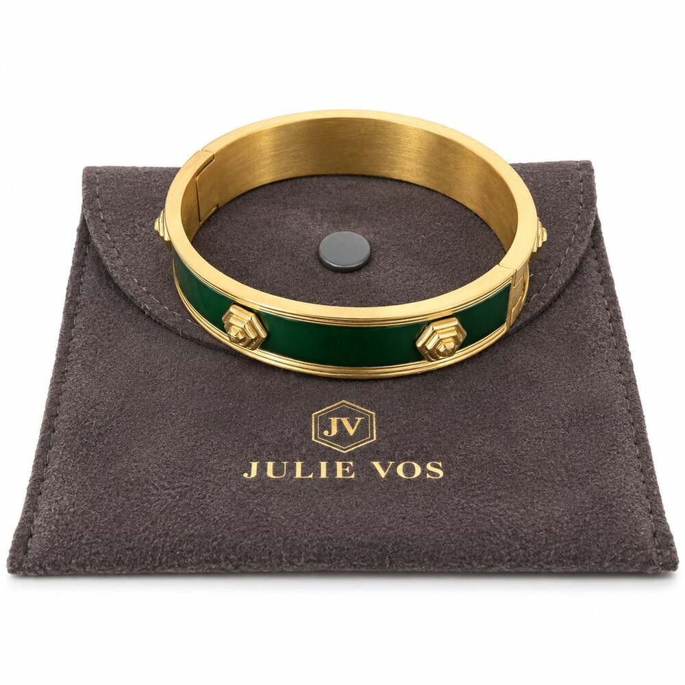 Julie Vos Palladio Hinge Bangle Jade Green Enamel